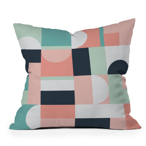The Old Art Studio Abstract Geometric 08 Outdoor Throw Pillow