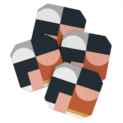 The Old Art Studio Abstract Geometric 09 Coaster Set