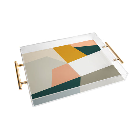 The Old Art Studio Abstract Geometric 27 Green Acrylic Tray