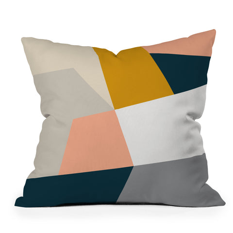 The Old Art Studio Abstract Geometric 27 Navy Outdoor Throw Pillow