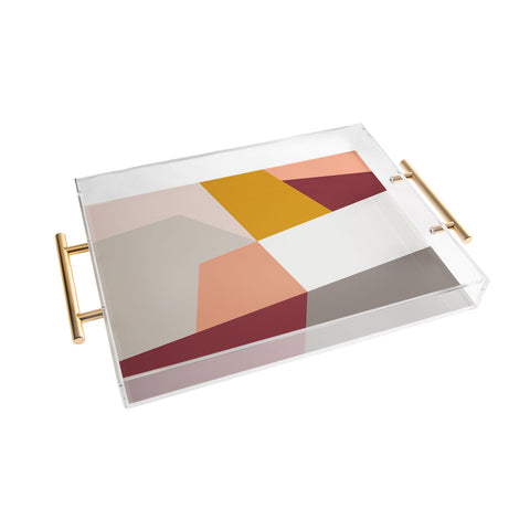 The Old Art Studio Abstract Geometric 27 Red Acrylic Tray