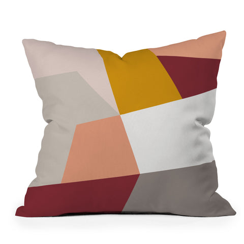 The Old Art Studio Abstract Geometric 27 Red Outdoor Throw Pillow