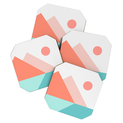 The Old Art Studio Geometric Landscape 13 Coaster Set