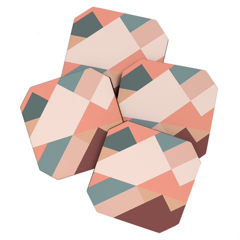 The Old Art Studio Geometric Mountains 01 Coaster Set