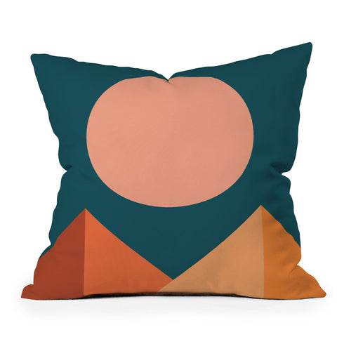 The Old Art Studio Geometric Mountains Outdoor Throw Pillow