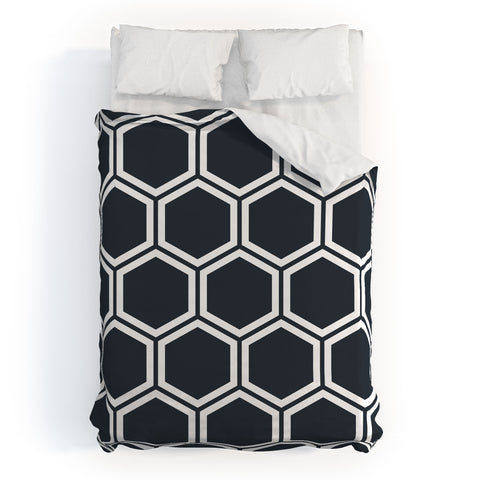 The Old Art Studio Hexagon Black Duvet Cover