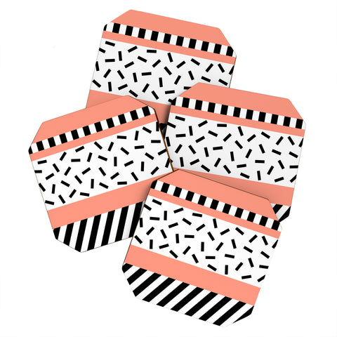 The Old Art Studio Memphis Geometric Peach Coaster Set
