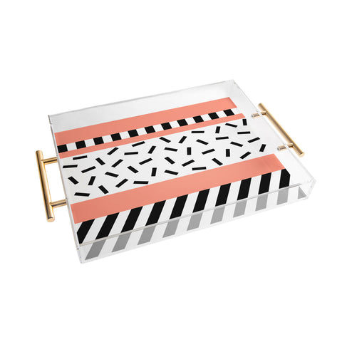 The Old Art Studio Memphis Geometric Peach Acrylic Tray