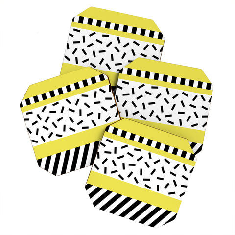 The Old Art Studio Memphis Geometric Yellow Coaster Set