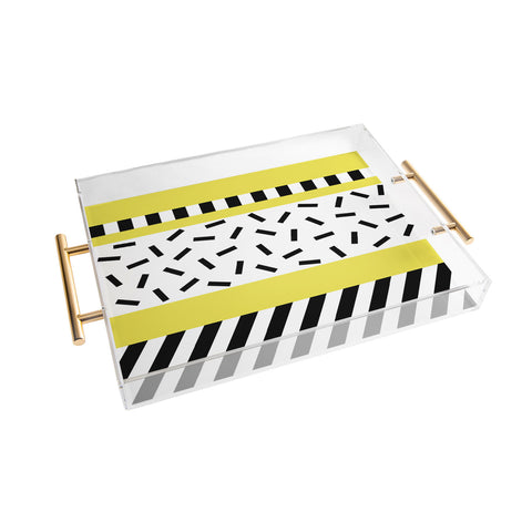 The Old Art Studio Memphis Geometric Yellow Acrylic Tray