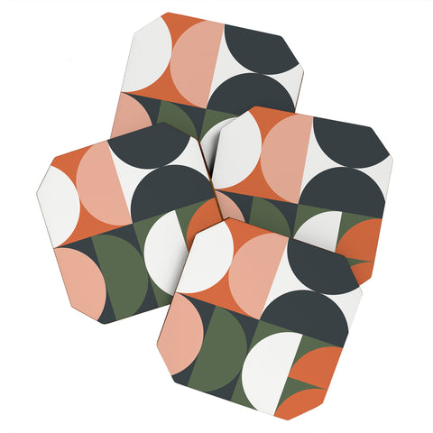 The Old Art Studio Mid Century Geometric 15 Coaster Set