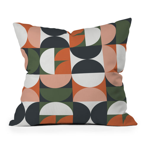 The Old Art Studio Mid Century Geometric 16 Outdoor Throw Pillow