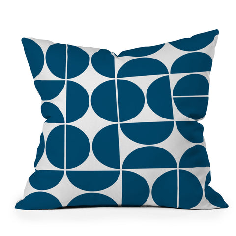 The Old Art Studio Mid Century Modern 04 Blue Outdoor Throw Pillow
