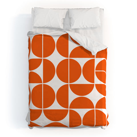 The Old Art Studio Mid Century Modern 04 Orange Duvet Cover
