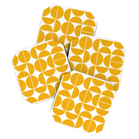 The Old Art Studio Mid Century Modern 04 Yellow Coaster Set