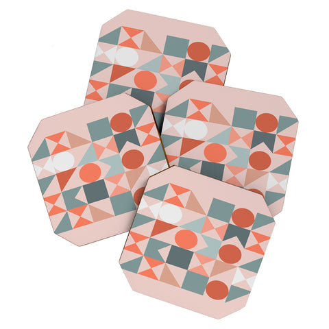 The Old Art Studio Mid Century Modern Geometric 06 Coaster Set