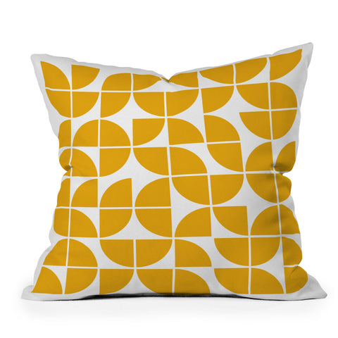 The Old Art Studio Mid Century Modern Geometric 20 Yellow Outdoor Throw Pillow