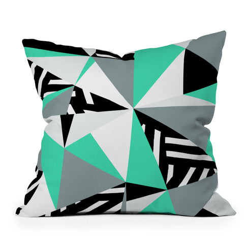The Old Art Studio Modern Geometric 45 Mint Outdoor Throw Pillow