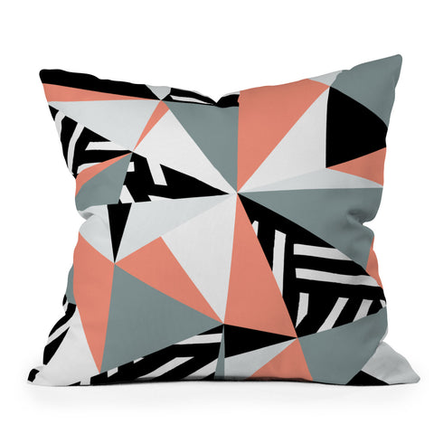 The Old Art Studio Modern Geometric 45 Peach Outdoor Throw Pillow