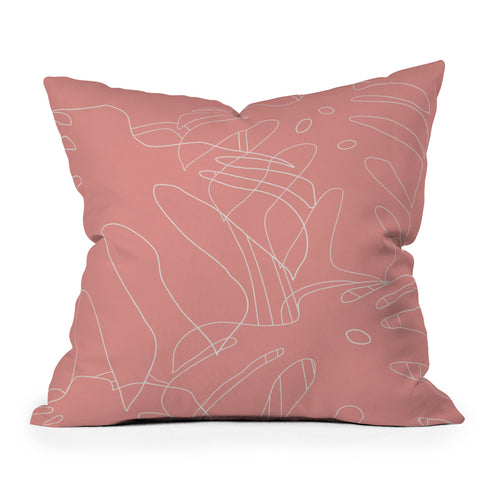 The Old Art Studio Monstera No2 Pink Outdoor Throw Pillow
