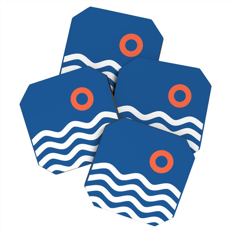 The Old Art Studio Nautical 03 Seascape Coaster Set