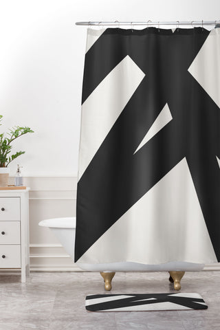 The Old Art Studio Neutral Abstract 1B Shower Curtain And Mat