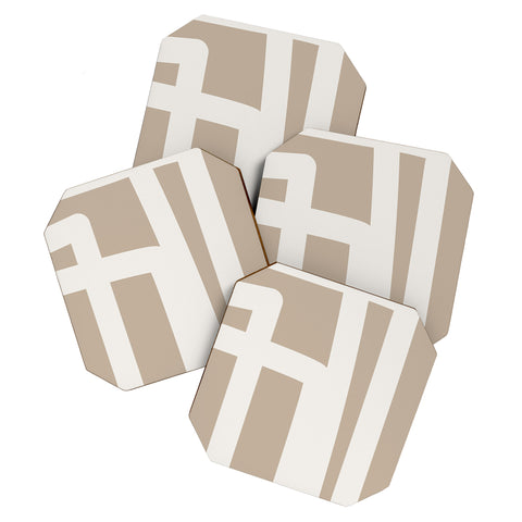 The Old Art Studio Neutral Abstract 5B Coaster Set