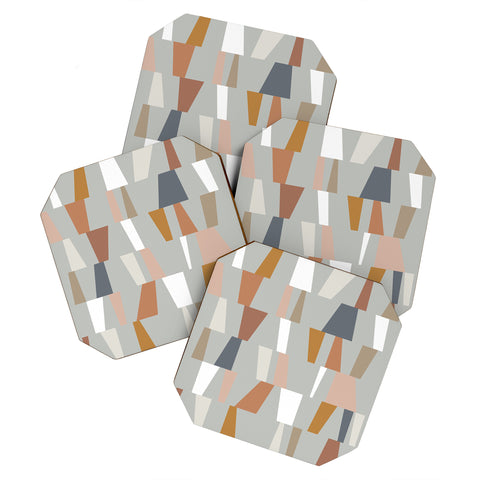The Old Art Studio Neutral Geometric 01 Coaster Set