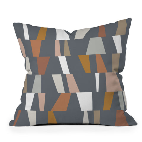 The Old Art Studio Neutral Geometric 02 Outdoor Throw Pillow