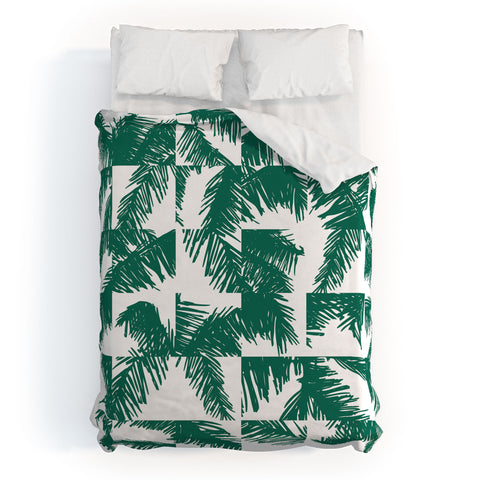 The Old Art Studio Palm Leaf Pattern 02 Green Duvet Cover