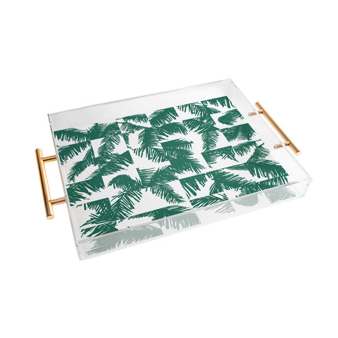 The Old Art Studio Palm Leaf Pattern 02 Green Acrylic Tray