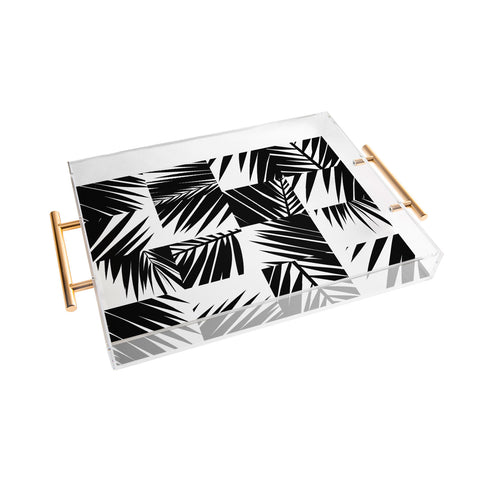 The Old Art Studio Palm Leaf Pattern 03 Black Acrylic Tray