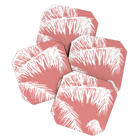 The Old Art Studio Pink Palm Coaster Set