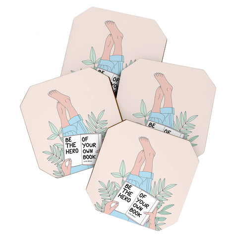 The Optimist Be The Hero Of Your Own Book Coaster Set