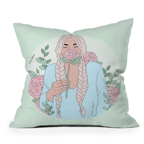 The Optimist Just Stop And Smell The Roses Outdoor Throw Pillow