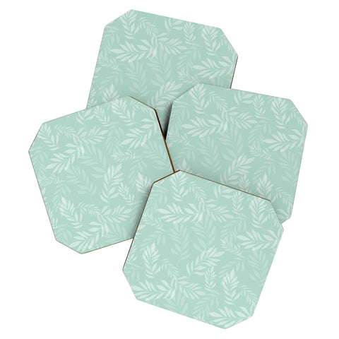 The Optimist Light Green Leaves Coaster Set