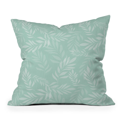 The Optimist Light Green Leaves Outdoor Throw Pillow