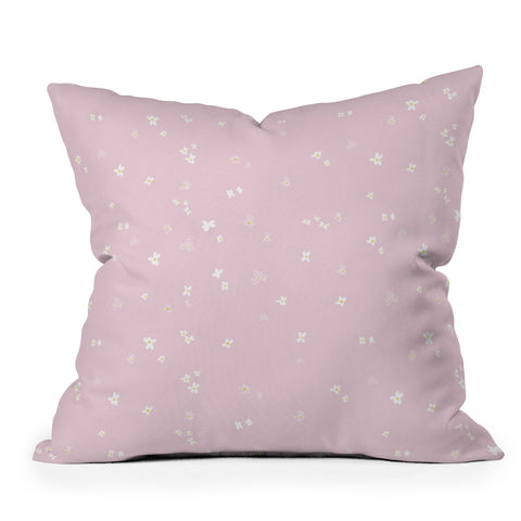 The Optimist My Little Daisy Pattern in Pink Outdoor Throw Pillow