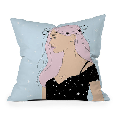The Optimist Stars in Her Eyes Outdoor Throw Pillow