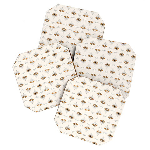 The Optimist Tfu Tfu Tfu Evil Eye Pattern Coaster Set