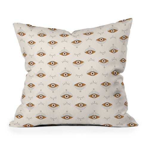 The Optimist Tfu Tfu Tfu Evil Eye Pattern Outdoor Throw Pillow