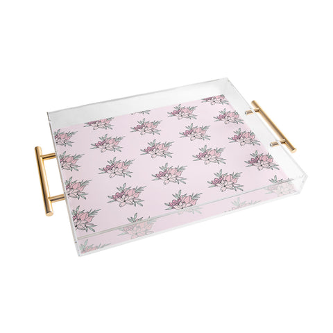 The Optimist Vintage Flowers Pattern Acrylic Tray