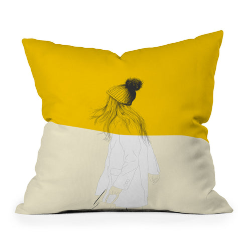 The Red Wolf Woman Color 7 Outdoor Throw Pillow