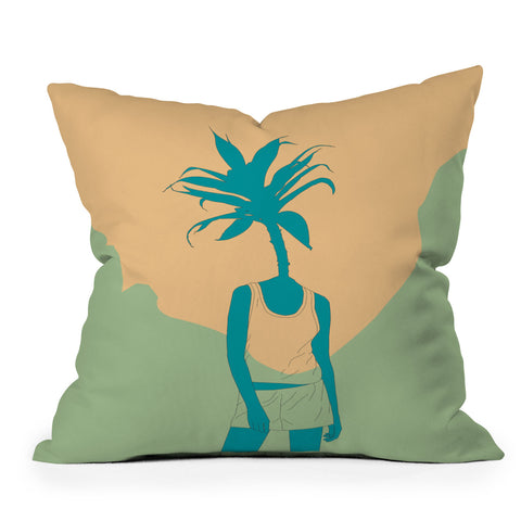 The Red Wolf Woman Nature 3 Outdoor Throw Pillow