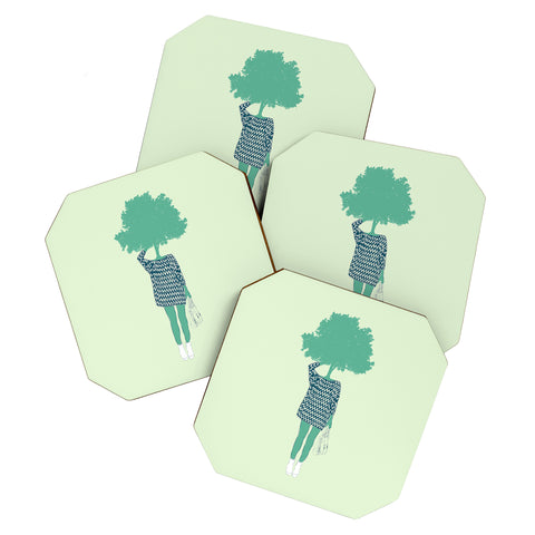 The Red Wolf Woman Nature 6 Coaster Set