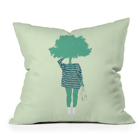 The Red Wolf Woman Nature 6 Outdoor Throw Pillow