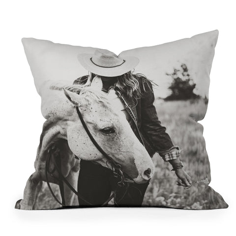 The Whiskey Ginger A Cowgirl Her Horse Outdoor Throw Pillow