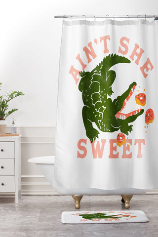 The Whiskey Ginger Aint She Sweet Cute Alligator Shower Curtain And Mat