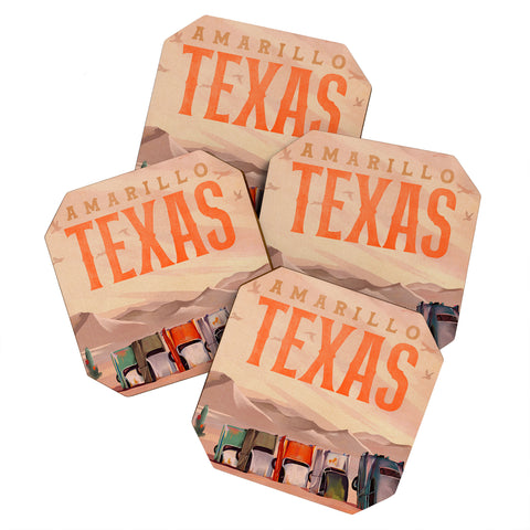The Whiskey Ginger Amarillo Texas Vintage Travel Coaster Set