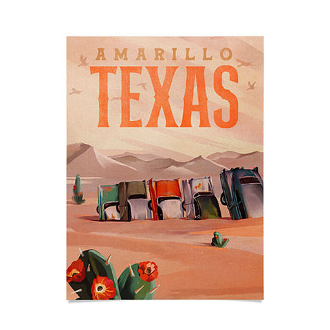 The Whiskey Ginger Amarillo Texas Vintage Travel Poster